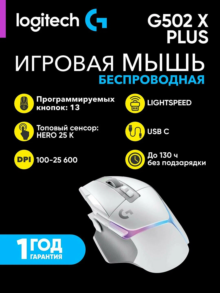Мышь Logitech G502 Plus, белый